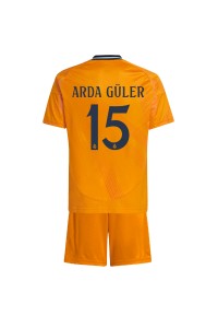 Real Madrid Arda Guler #15 Jalkapallovaatteet Lasten Vieraspeliasu 2024-25 Lyhythihainen (+ Lyhyet housut)